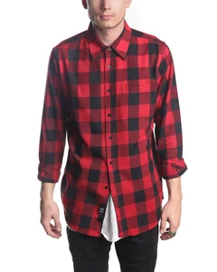 Mens Red Plaid Western Buffalo Shirt Large Cotton Lumberjack Slim Fit Skate Surf - Picture 1 of 11