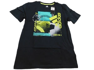 Adidas Short Sleeve Sports Graphic Tee Kids Size L 14/16 Black Green - Picture 1 of 3