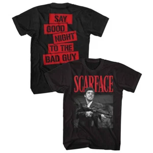 Scarface Tony Montana Say Goodnight to the Bad Guy Slogan Men's T Shirt Pacino - Picture 1 of 10