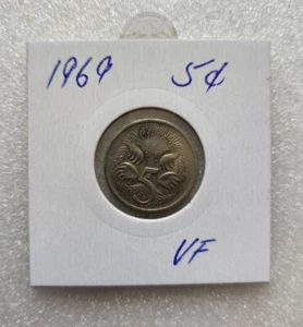 1969 5c Coin Vf Set In 2x2 Card Circ. - Picture 1 of 2