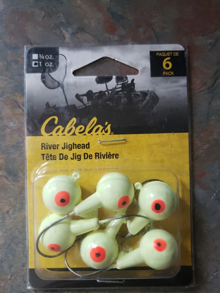 Cabela's 6 Pack River Jighead Red EYE Swimbait Umbrella Alabama Rig Glow 1 Oz ea - Image 1 of 3
