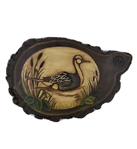 Art On Wooden Slab ~ Duck Painting in Natural Sitting ~ 16” x 10” ~ Unique - Picture 1 of 7