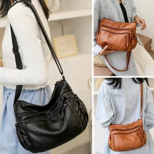 Borsa a mano donna vintage tote hobo bag morbida pelle PU tracolla borsa a tracolla - Foto 1 di 24