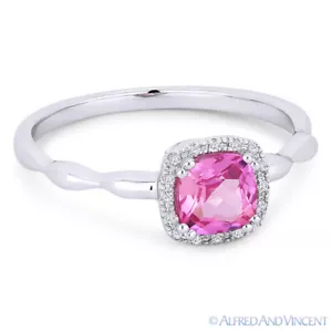 Anillo Promesa de Diamante de Zafiro de Oro Blanco 14 K de oro blanco 14 K con Corte Cojín de 0,80 quilates - Imagen 1 de 1