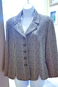 Blazer de noche Leslie Faye Personal Petites negro con puntadas plateadas brillantes 16P - Imagen 1 de 7