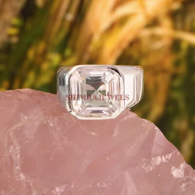 Natural White Topaz Gemstone with 925 Sterling Silver Ring for Men's #274 - Image 1 of 3
