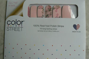 NEW Color Street HOPE BLOOMS,pink, ribbons 100% Real Nail Polish Strips 16 pcs - Picture 1 of 4