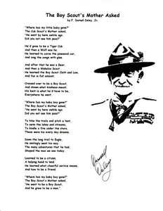 Boy Scout Poem suitable for framing - "The Boy Scout's Mother Asked" signed !  - Imagen 1 de 3