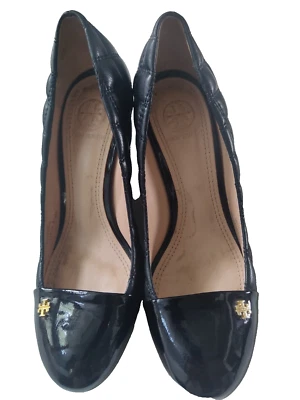 Tory Burch Black Size 5.5 Women's Leather Pumps Wedges Shoes Claremont Quilted - Image 1 of 4