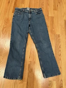 LL Bean Jeans Womens 18 Blue Classic Fit Straight Leg Elastic Waist Denim Pants - Picture 1 of 15
