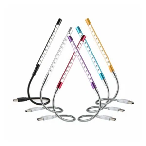 10 DEL USB Clavier Lumière Lampe de Nuit Flexible pour Lecture Ordinateur Ordinateur Portable Prise - Photo 1/16