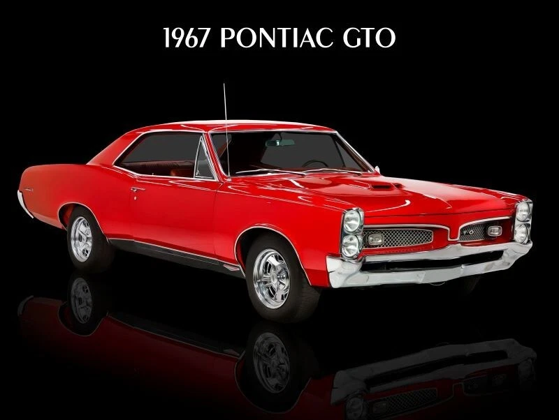 Pontiac GTO 1967 en rojo nuevo letrero de metal: tamaño grande y envío gratuito Foto 1 de 1