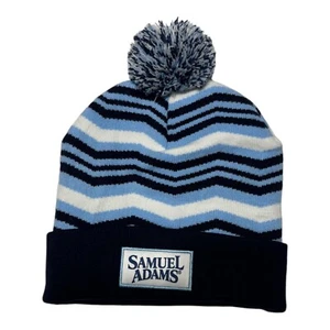 Sam Adams Gorro a Presión Fría Gorra a Rayas Pom Pom Azul Blanco Invierno Sombrero Adulto - Imagen 1 de 4