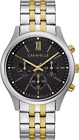 Brand New Caravelle Men's Chrono Dress Black Dial Two Tone Bracelet Watch 45A143