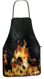 BBQ Time Apron Fire Flame Print 19" x 27.5" One Size Fits Most Barbecue - Picture 1 of 4