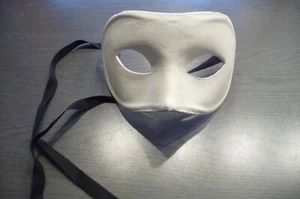 Maske Halbmaske Colombina weiß Pappmache Venedig Venezia Carnevale Original - Bild 1 von 4