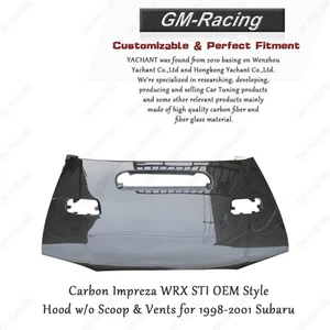 Capucha de carbono Impreza WRX STI estilo OEM sin cuchara y ventilaciones para Subaru 1998-2001 - Imagen 1 de 4