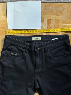 Fendi Monster Eyes Jeans Denim Negro Ajustado Elástico Foto 1 de 4