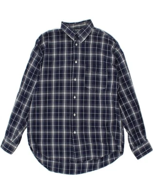 Camisa SISLEY Para Hombres Elegancia Calce Relajado Grande Azul Marino Cuadros Algodón CF44 Foto 1 de 3