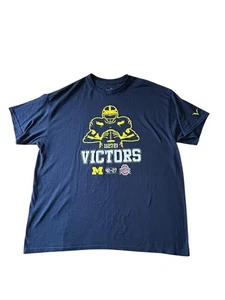 Michigan Wolverines T Shirt VICTORS Valiant Sz XL Blue Yellow Football OH State - Picture 1 of 8