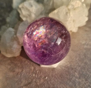 Stunning High Quality Amethyst Polished Sphere Crystal 4cm Rainbow Inclusion - Picture 1 of 1