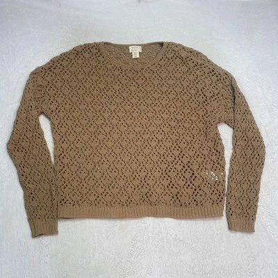 Nichole Miller Artelier Dark Beige Open-Knit chunky Sweater Boho Sz XL - Image 1 of 4