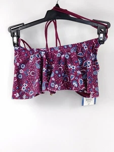 NWT Arizona Jean Co Swimwear Womens Top Color Wine Size Medium Paisley Print - Picture 1 of 5