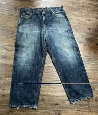 Pantalones de mezclilla Y2K Levi’s plateados holgados desgastados medianos azul oscuro para hombre 40x32 pierna ancha Foto 1 de 4