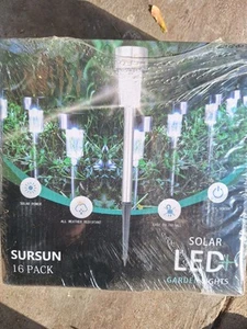 Sursun 16 Pack Led Solar Garden Lights, New! Yard, Deck, Pool - Picture 1 of 1