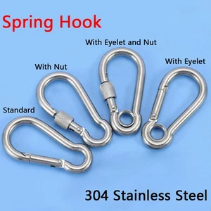 304 Stainless Steel Carabiner Spring Hook Lock Nut Marine Grade Eyelet Standard - Picture 1 of 19