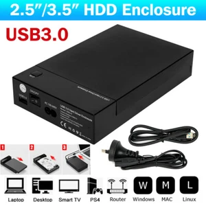 2.5/3.5 inch SATA External USB 3.0 Hard Drive Enclosure Caddy Case HDD Disk - Picture 1 of 14