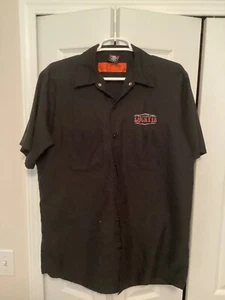 Vintage Lucky 13 Red Kap Touchtex Black Button Down Short Sleeve Work Shirt L - Picture 1 of 5