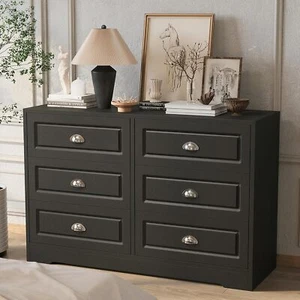 Wood Dresser with 6 Drawers for Closet Storage Unit Organizer Chest for Clothes - Picture 1 of 7