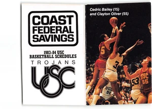 1983 CEDRIC BAILEY, CLAYTON OLIVER USC Trojans Basketball Pocket Schedule Card - Picture 1 of 2