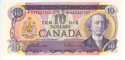 1971 Bank of Canada $10 Replacement UNC. BC-49aA. S/N: *DA2367251 - Image 1 of 2
