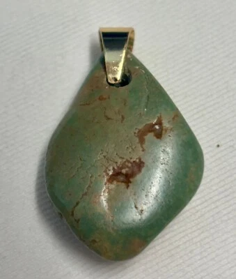 Подлинный подлинный натуральный бирюзовый подвеска 18k золото заполненный залог 3,5 см - Изображение 1 из 4
