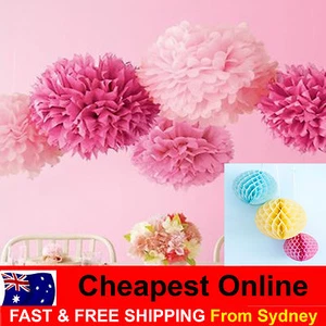 Tissue Paper Pom Poms Honeycomb Ball for Wedding Party Baby Living Decor Pompoms - Picture 1 of 58