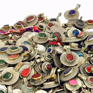 100 real Jeweled COINS Tribal Belly Dance Kuchi Tribe - MIXED Colors - Picture 1 of 6