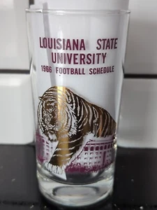 Vintage Louisiana State University LSU Schedule Glass 1966 Very Cool Piece - Picture 1 of 6