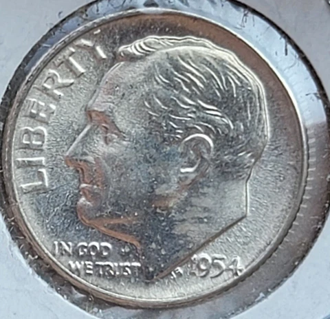 Brilliant Uncirculated 1954 Silver Roosevelt Dime Cover