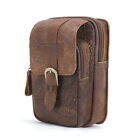 Men Cowhide Leather Phone Pouch Holster Case Small Purse Waist Bag Outdoor Brown