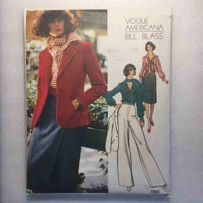 Vogue Americana Bill Blass 1150 Misses 14 Jacket Skirt Pants Shirt Scarf Uncut - Image 1 of 3