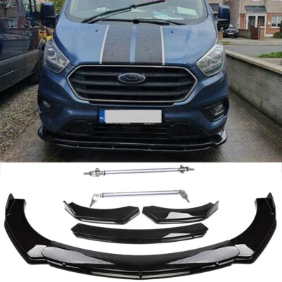 Front Bumper Lip Splitter Spoiler + Strut Rods For Ford Transit Connect 2014-21 - Image 1 of 4