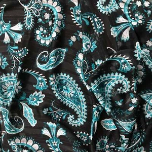 Paisley Metallic Stripe Chiffon - Picture 1 of 7
