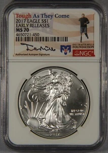 2017 Silver Eagle NGC MS70 Early Releases - Tough As They Come - Mills Signed - Picture 1 of 3