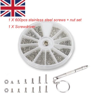 600pcs Tiny Micro Clock Watch Screws Screwdriver Eye Sun Glasses Repair Kit Tool - Picture 1 of 8