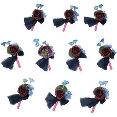 10 PCS Magenta Boutonniere for Men Wedding,prom, formal floral - Image 1 of 4