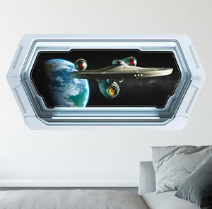 Space Window Wall Decal – Starship Enterprise – Removable Wall Sticker - Picture 1 of 6