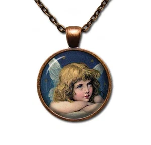 Sweet Angel Girl Spiritual Christmas Gifts - Handmade Glass Pendant Necklace - Picture 1 of 10