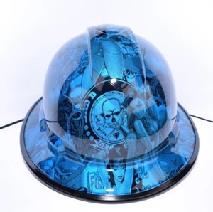 Bad Ass Wide Hard Hat Hydro dipped mile high candy blue Bad Bones Club w/ brim - Picture 1 of 3